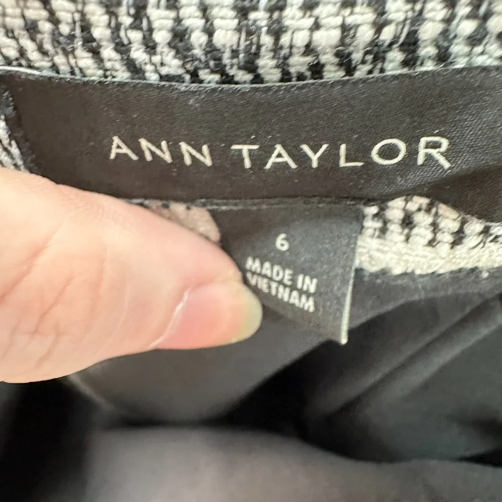 Ann Taylor Tweed‎ Mini Skirt Womens 6 Black White Pencil Office Work Church